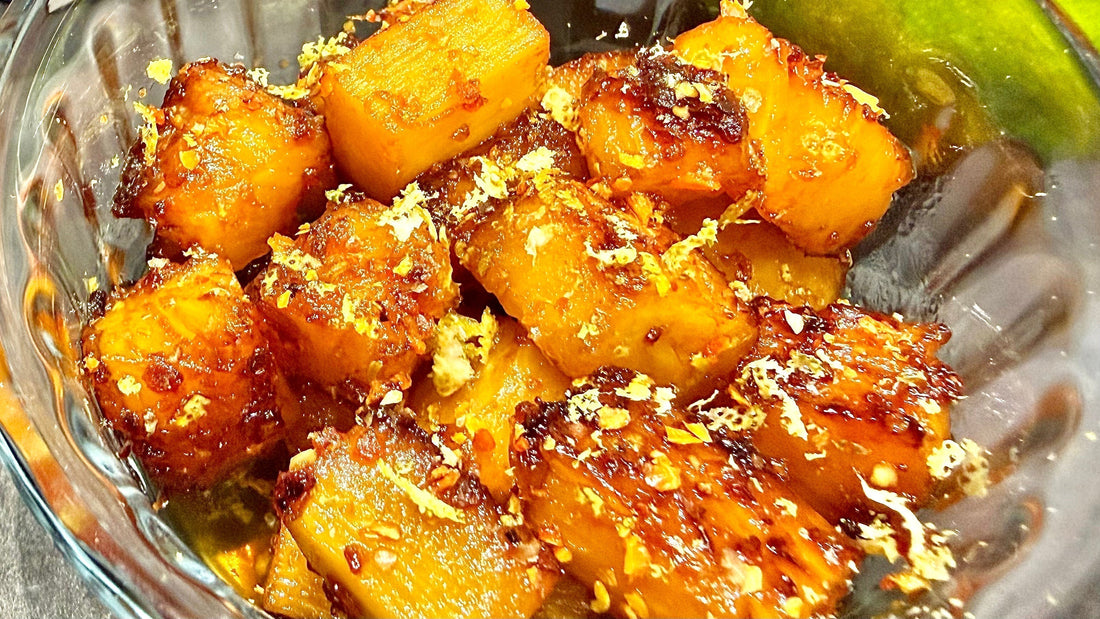 Ananas rôti caramélisé au Piment végétarien & Fleur de sel Kreyol